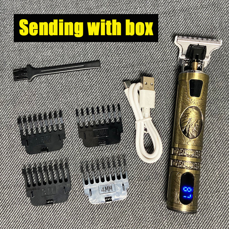 Electric Hair Clipper Oil head Electric hair Clipper LCD Display USB Engraving Buddha Head Retro T9 Scissors Power Generation Push Electric Hair Clipper Oil head Electric hair Clipper LCD Display USB Engraving Buddha Head Retro T9 Scissors Power Generation Push